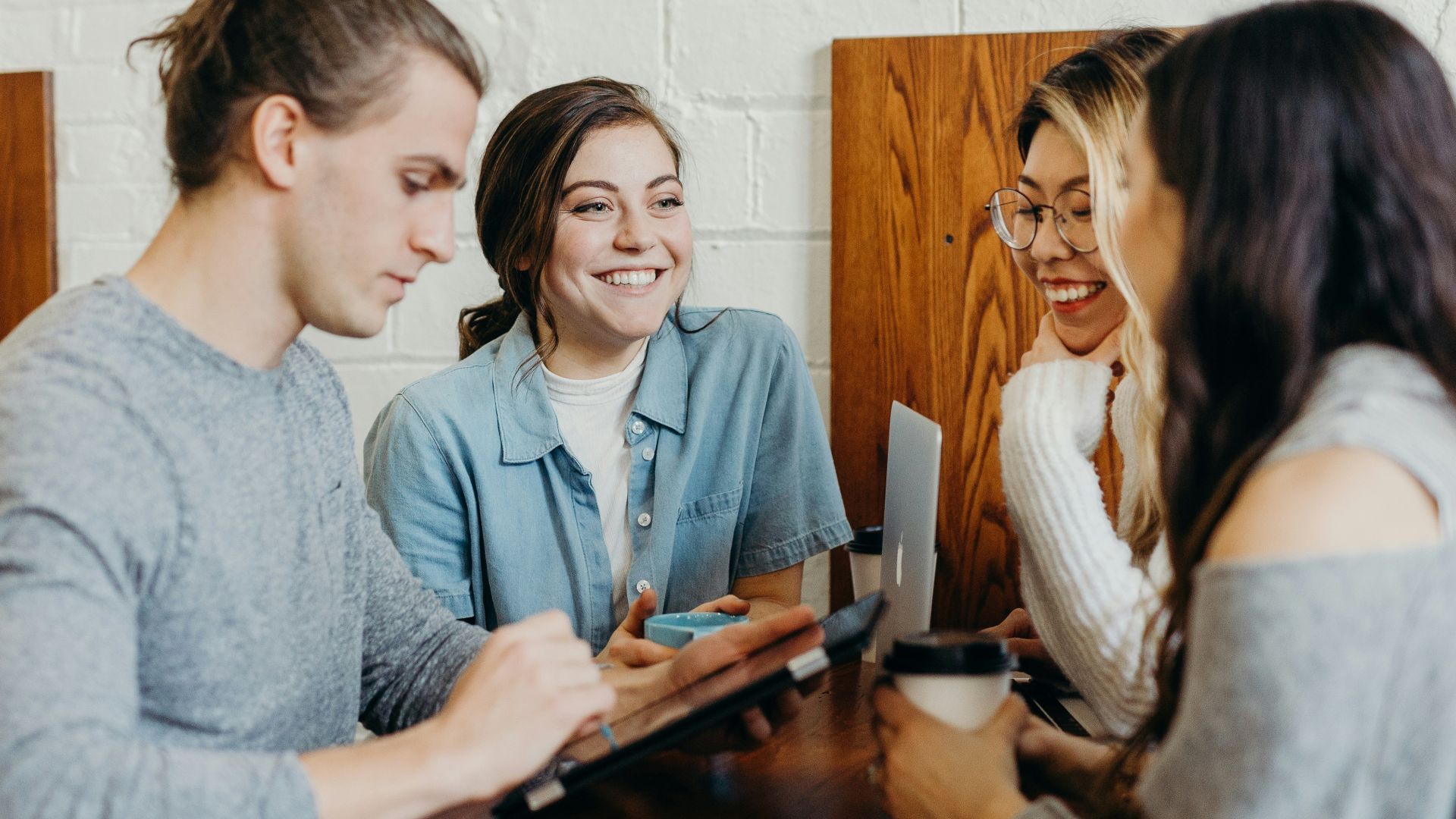 A group of friends at a coffee shop