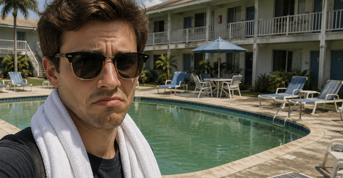 Man standing beside pool