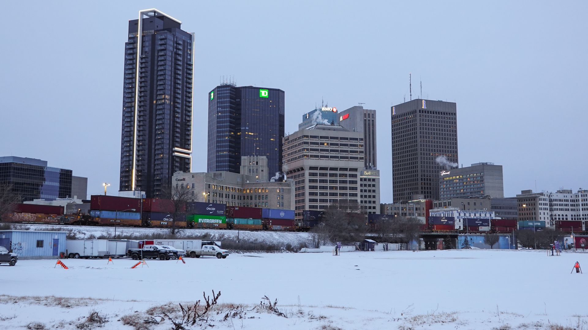 The skyline of Winnipeg, Manitoba in 2025