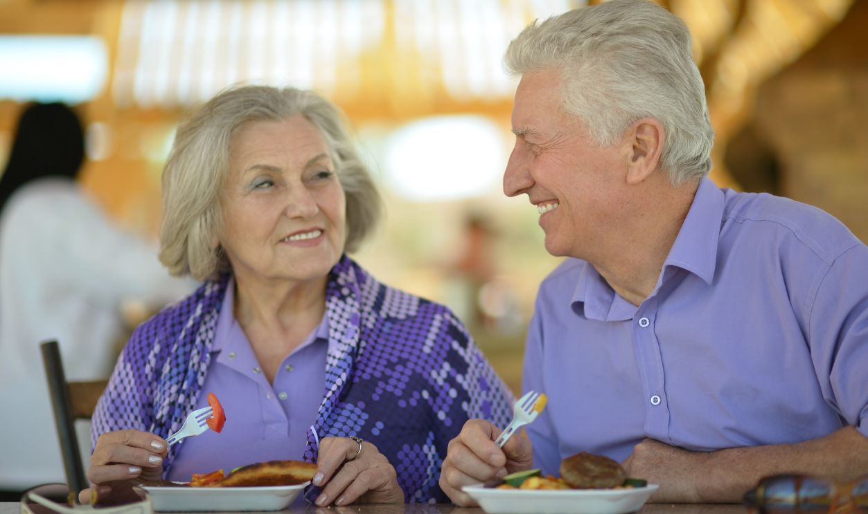 Senior couple having lunch
