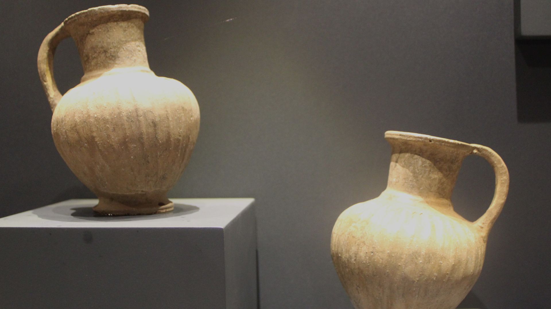 Bucchero jugs, cypriot manufacture. Found in the Uluburun shipwreck, Turkey, ca. 1300 BC. Bodrum Museum of Underwater Archaeology.