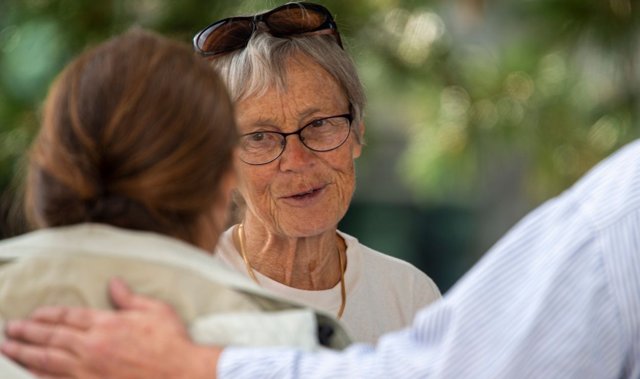 Boden, Norrbotten Sweden augusti 2015. Old women talking
