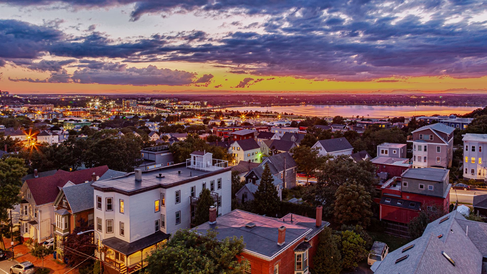 I took this photo from The Observatory structure atop Munjoy Hill in Portland, Maine.  It is the last known maritime signal tower in the US.  Using a telescope and flags or flares, communication with incoming ships 30 miles (48 km) away was possible.  On 