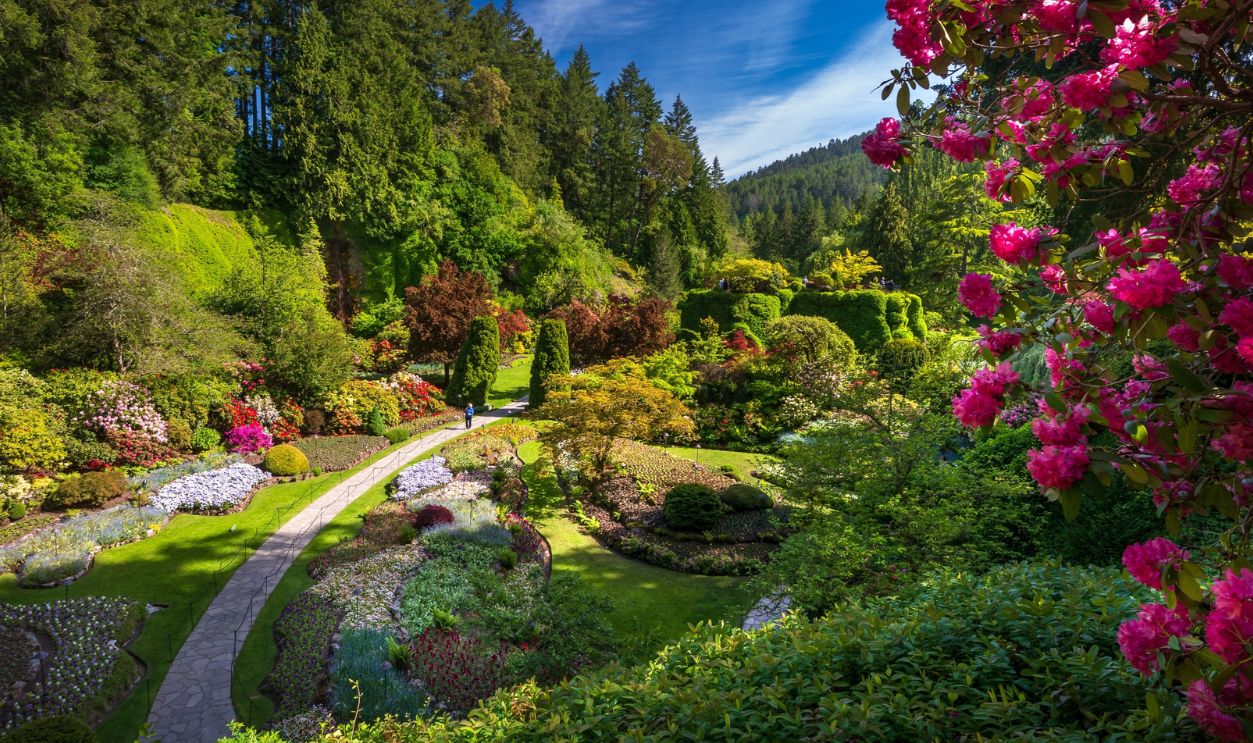 Sunken garden at Butchart Gardens in Victoria, Vancouver Island, British Columbia, Canada