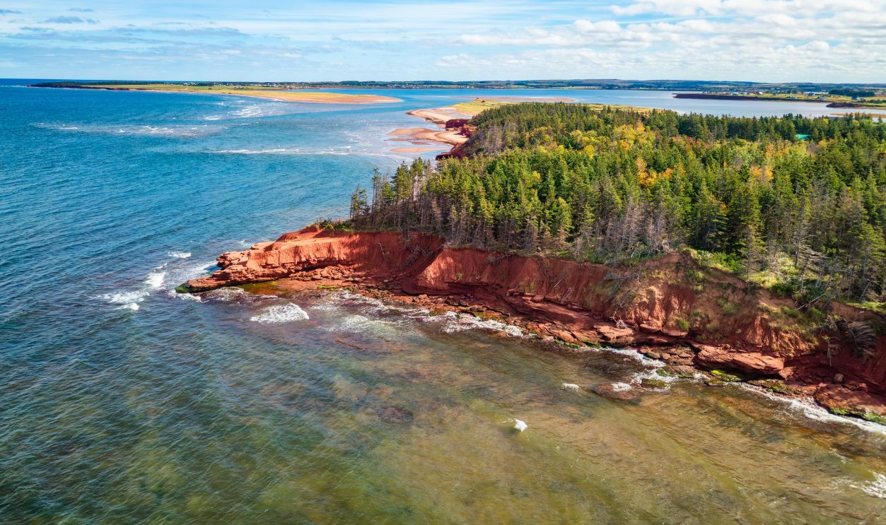 Rocky Shore on the Atlantic Ocean. Prince Edward Island, Canada.