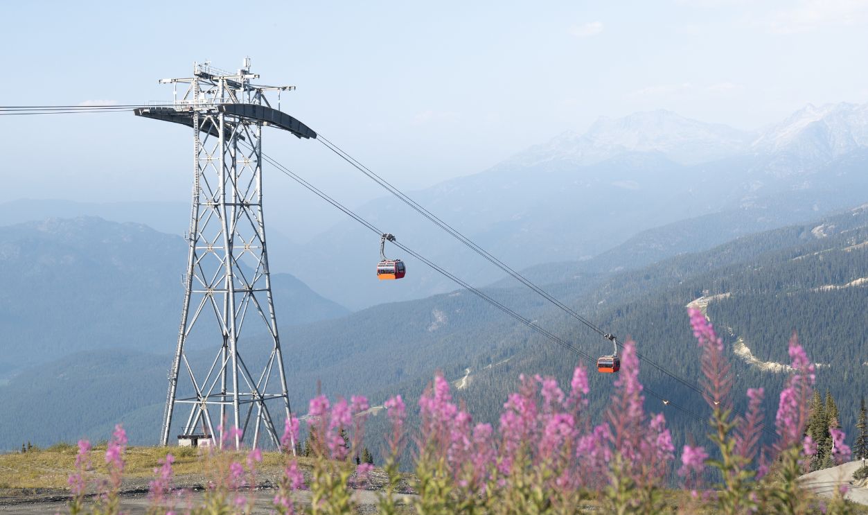 Beautiful Peak to Peak gondola in summer, Whistler BC, Canada
