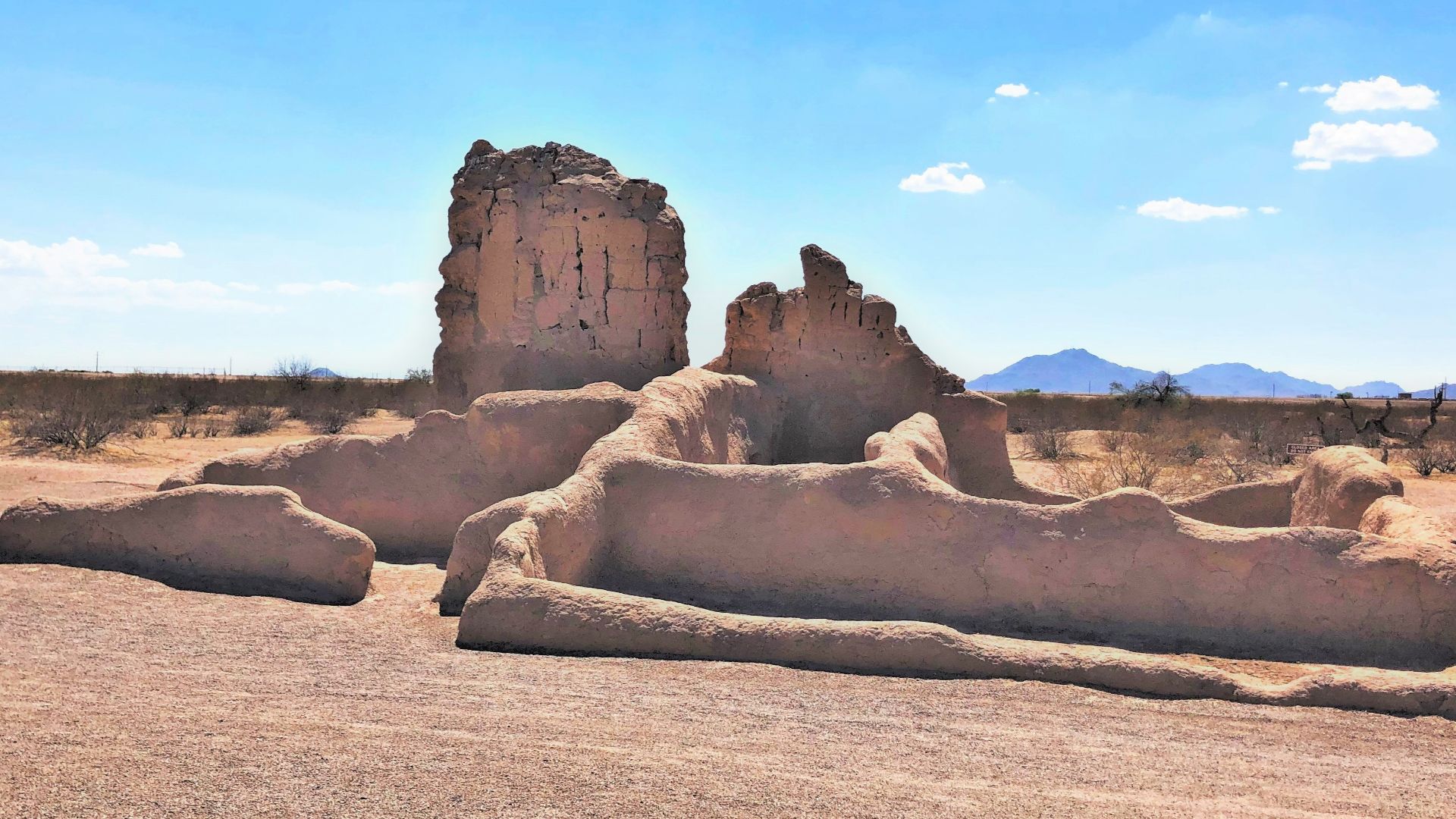 Casa Grande Ruins National Monument, located at 1100 West Ruins Road in Coolidge, Pinal County, Arizona, is an archaeological site and ruins of the Pre-Columbian Hohokam culture dating from c.12th century-15th century.