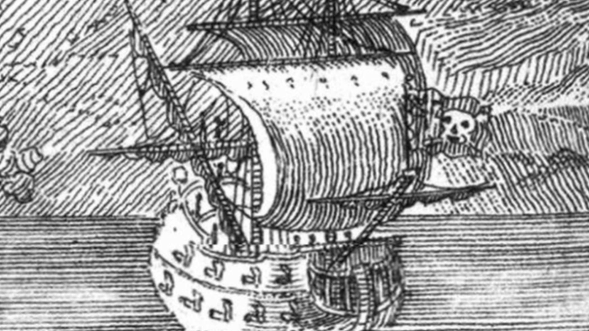 Queen Anne's Revenge, the flagship of Blackbeard the Pirate. This picture is taken from File:Edward Teach Commonly Call'd Black Beard (bw).jpg