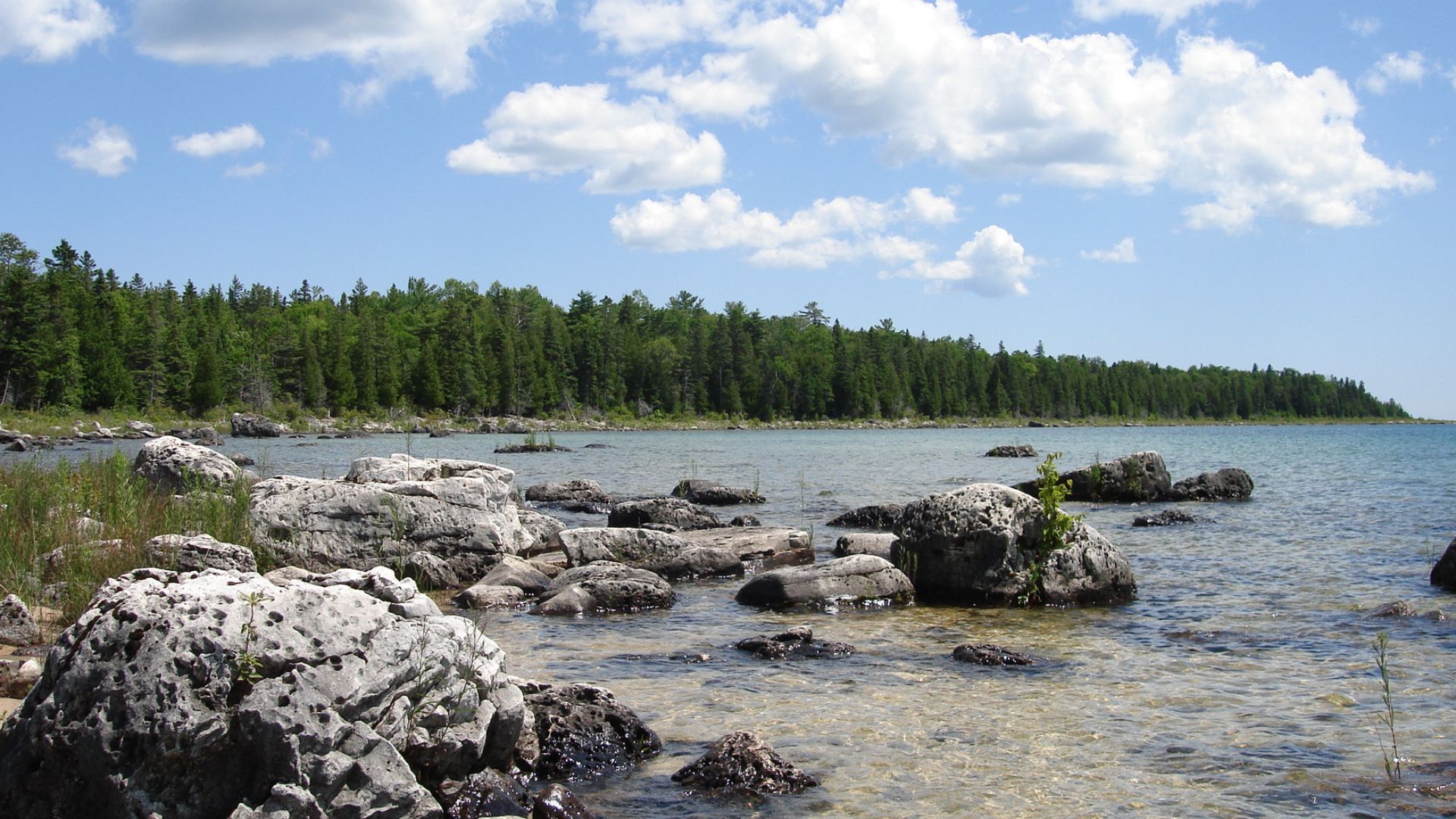 Rocky shore of Lake Huron taken from east of Port Dolomite, MI in the upper peninsula.