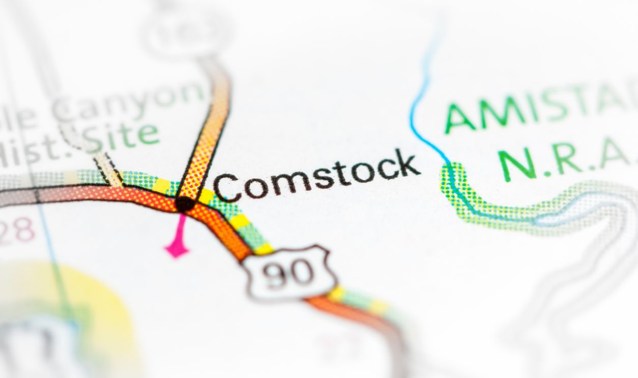 Comstock. Texas. USA on a map