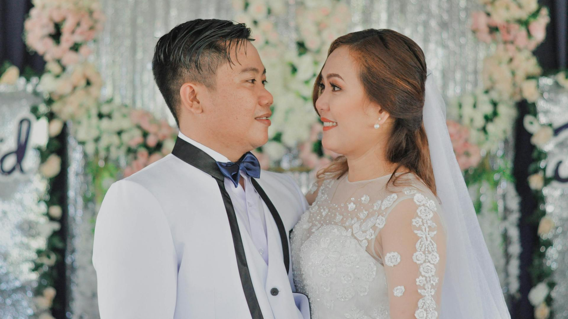 Close-Up Shot of a Romantic Wedding Couple