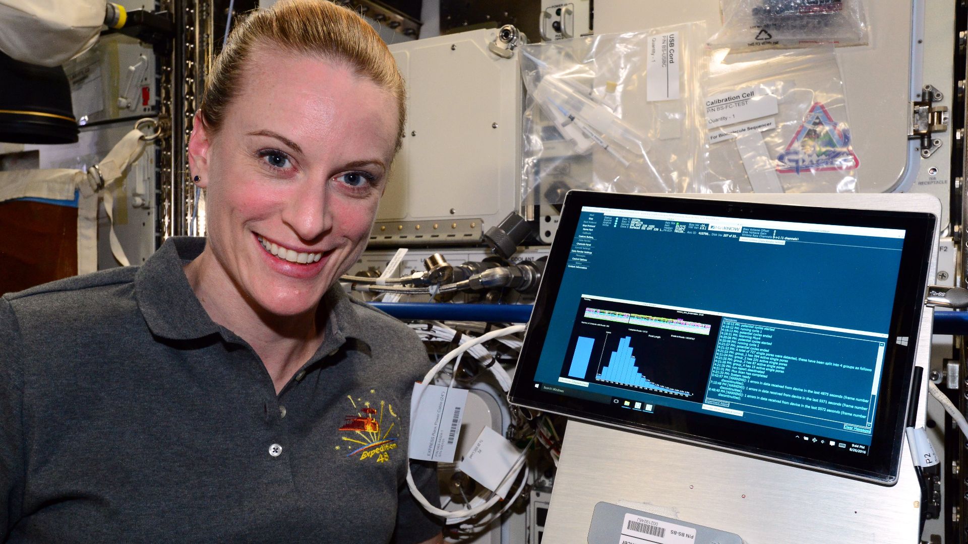 For the first time ever, DNA was sequenced in space as part of the Biomolecule Sequencer investigation on the International Space Station. The sequencing device used is called MinION, and sequencing was performed by ISS astronaut Kathleen (Kate) Rubins.