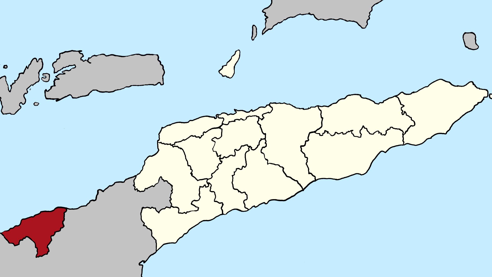 Locator map of Oecusse municipality since 2015, East Timor