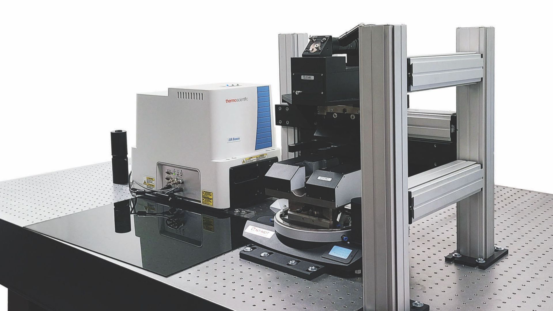 A combined system enables researchers to conduct a comprehensive characterization of materials by simultaneous mapping of chemically specific Raman bands and local topographical, mechanical, and electrical properties at nanoscale. 
Raman mapping can also 