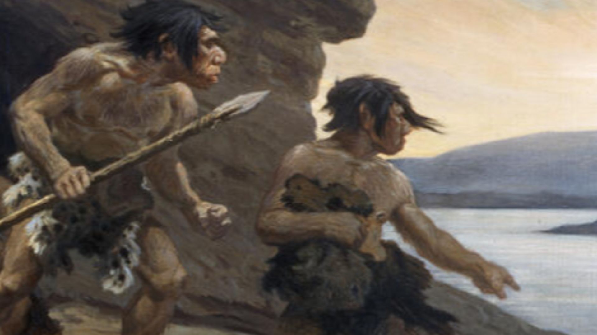 Mural of a Neanderthal family