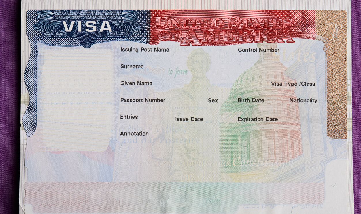 Blank american visa in passport page. Empty visa to enter United state of america