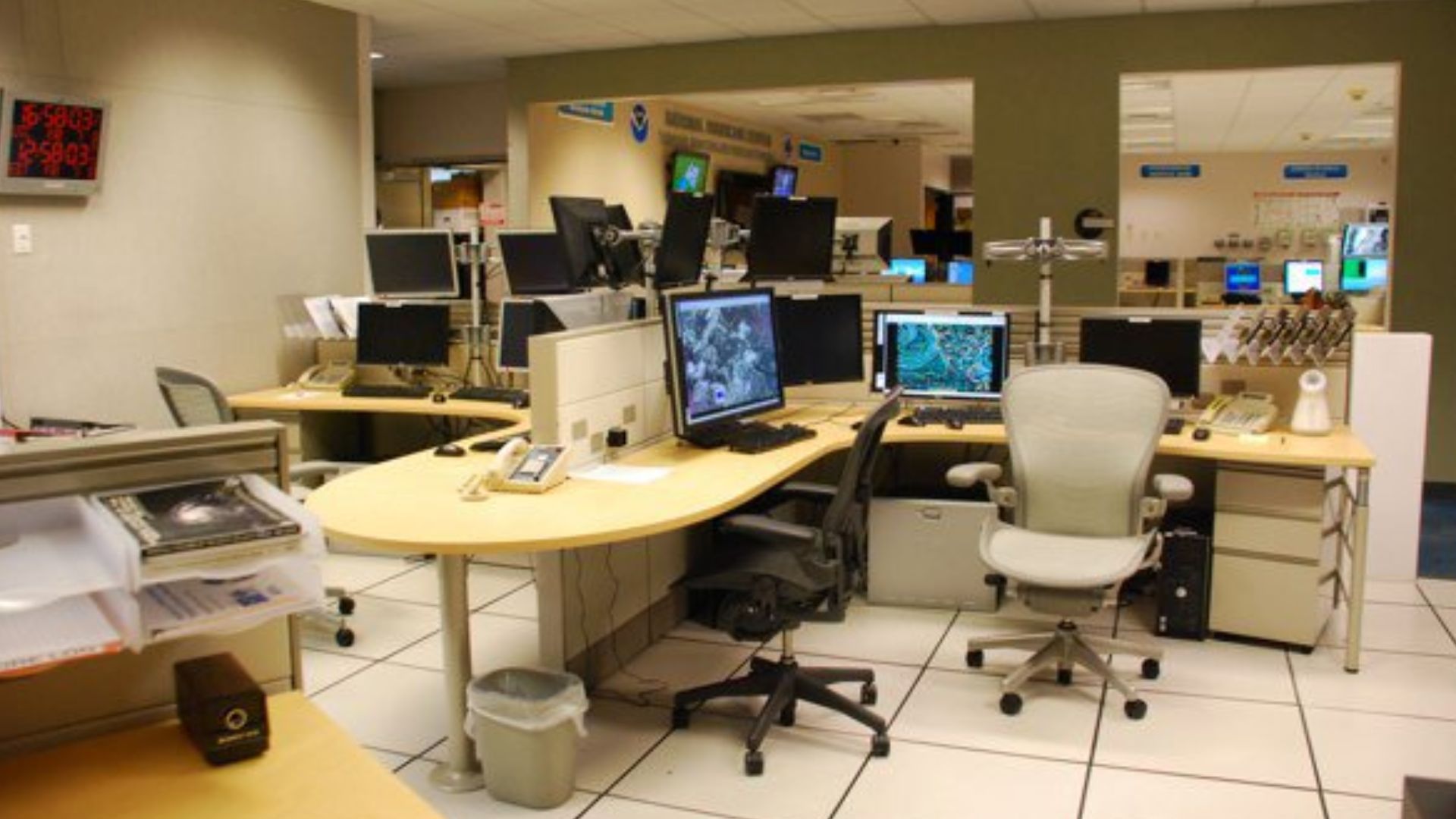 One of the four Hurricane Specialists desks used at the National Hurricane Center