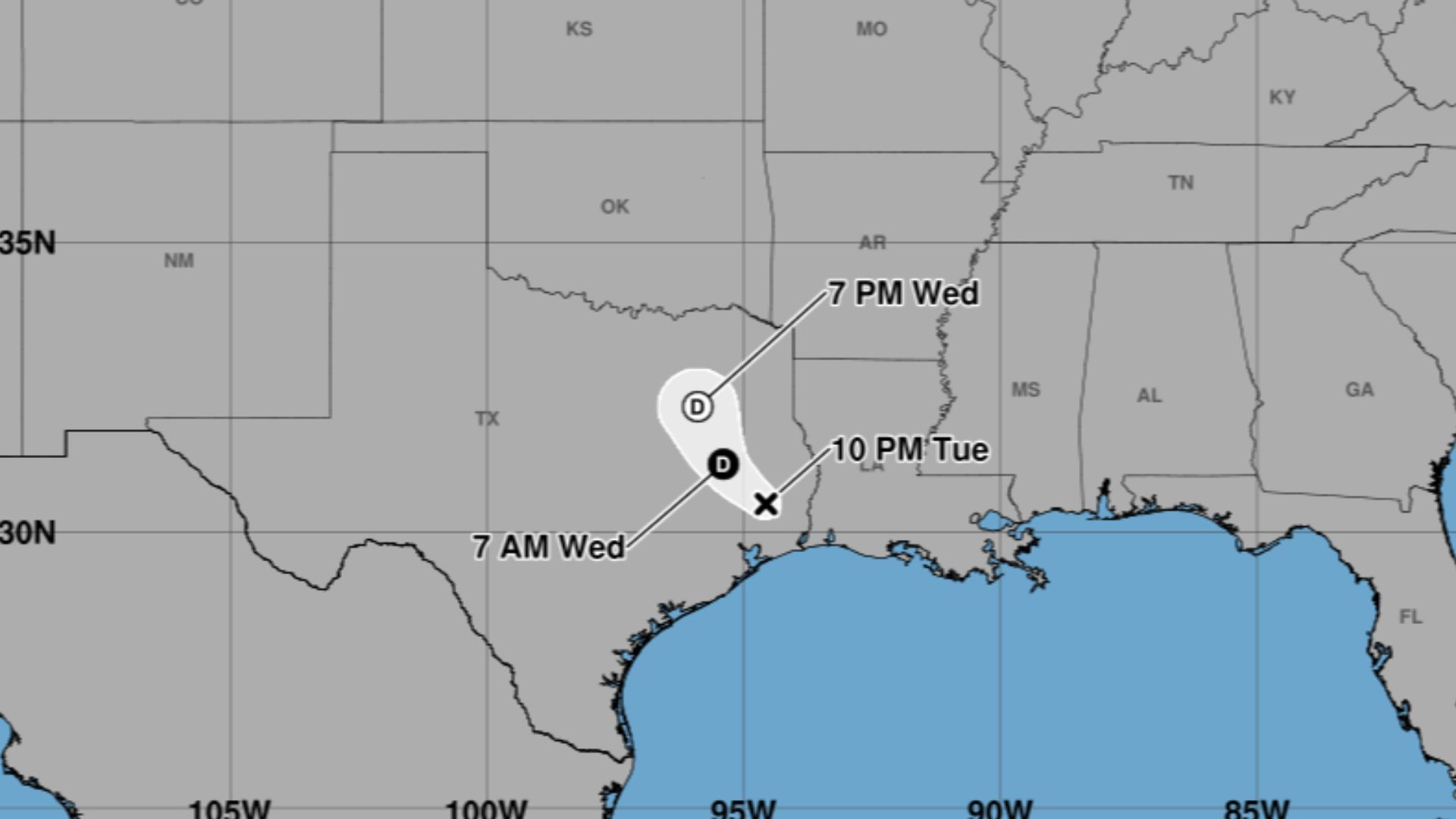 National Hurricane Center's 5-day track and intensity forecast cone of Atlantic AL052026 Tropical Depression Edouard.