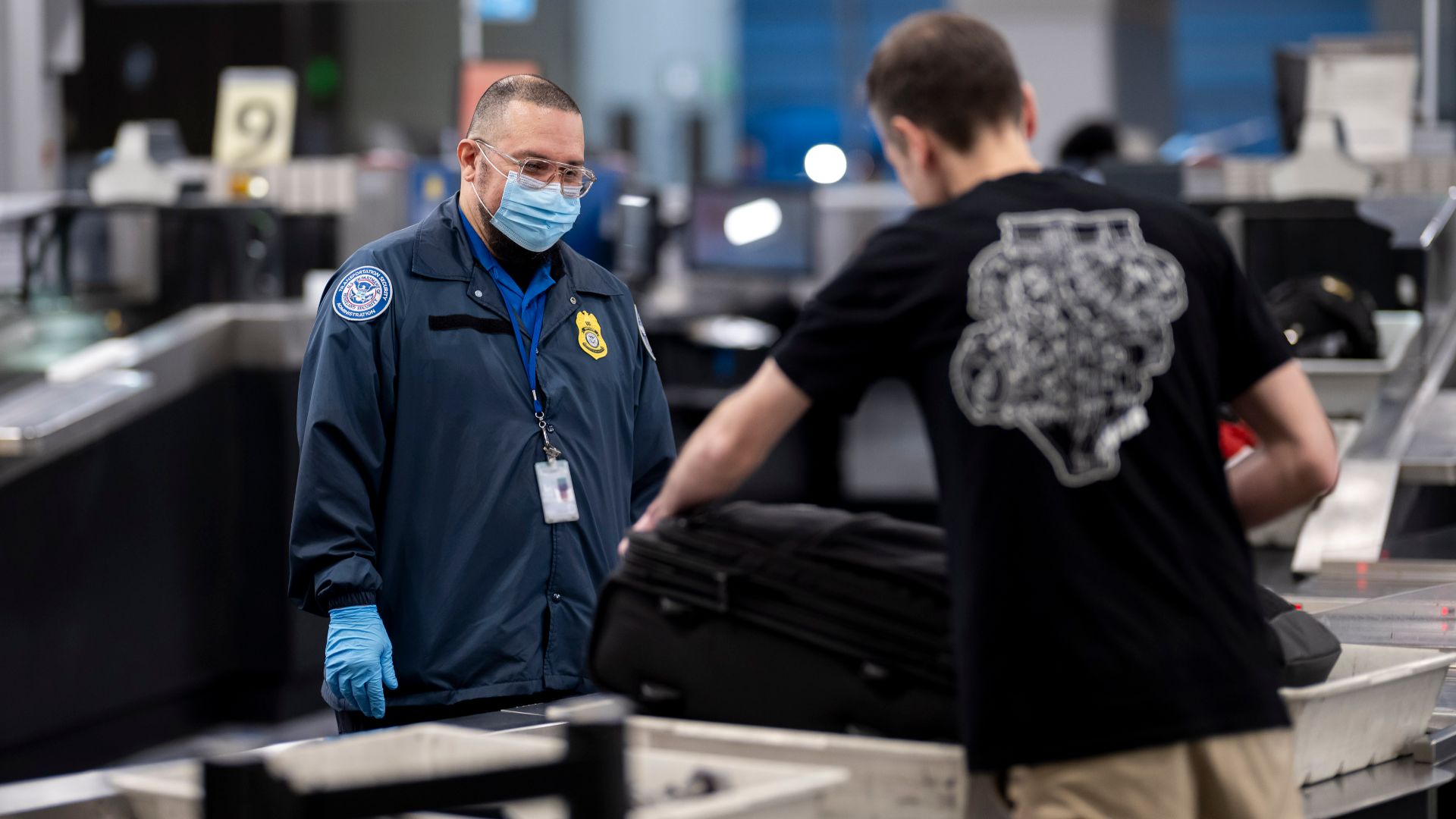 LAS VEGAS (February 6, 2024) Employees with the Transportation Security Administration are seen working at the Harry Reid International Airport in Las Vegas, Nevada. DHS is working with the NFL, Nevada, and Las Vegas partners to secure Super Bowl LVIII. (