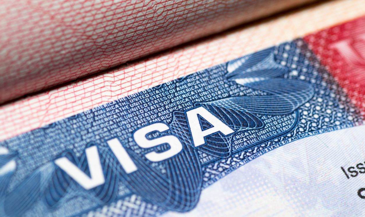 Visa stamp travel passport immigration macro emigration