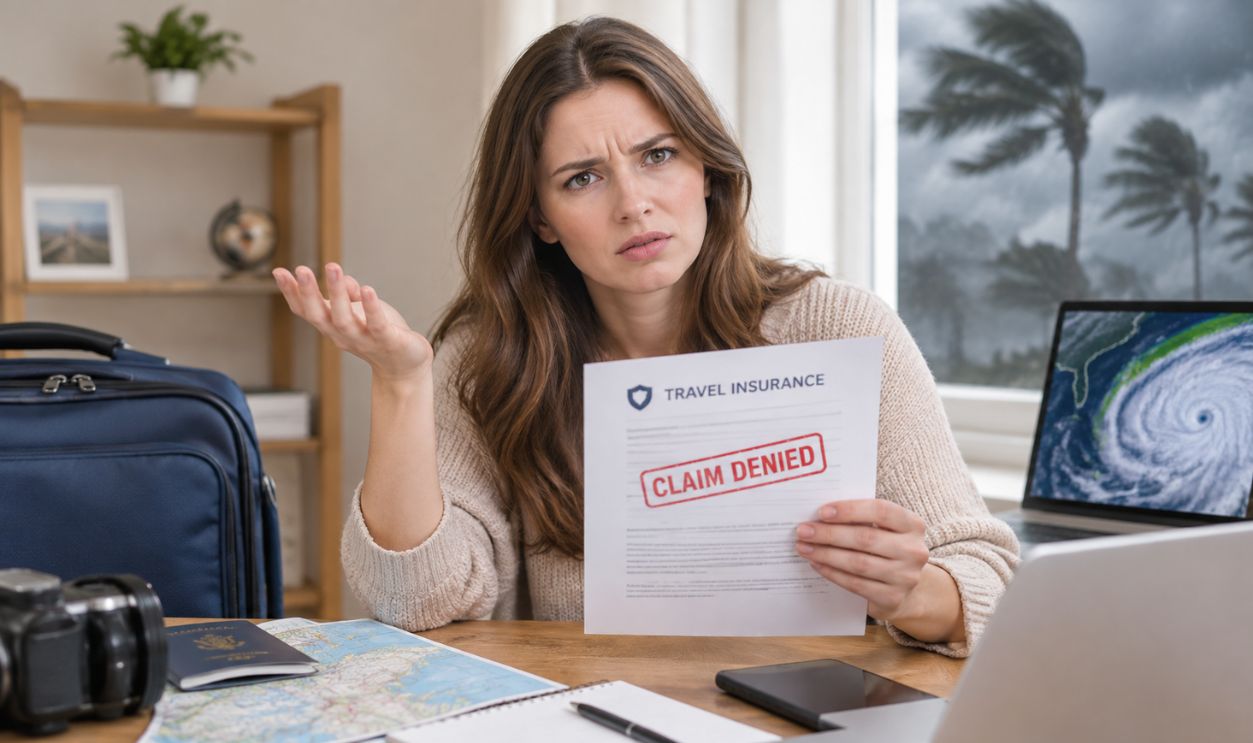 Worried Women Traveler with Denied Insurance Claim.