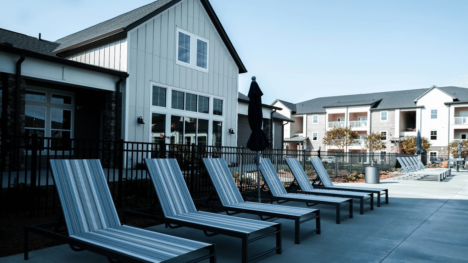 a group of chairs outside
