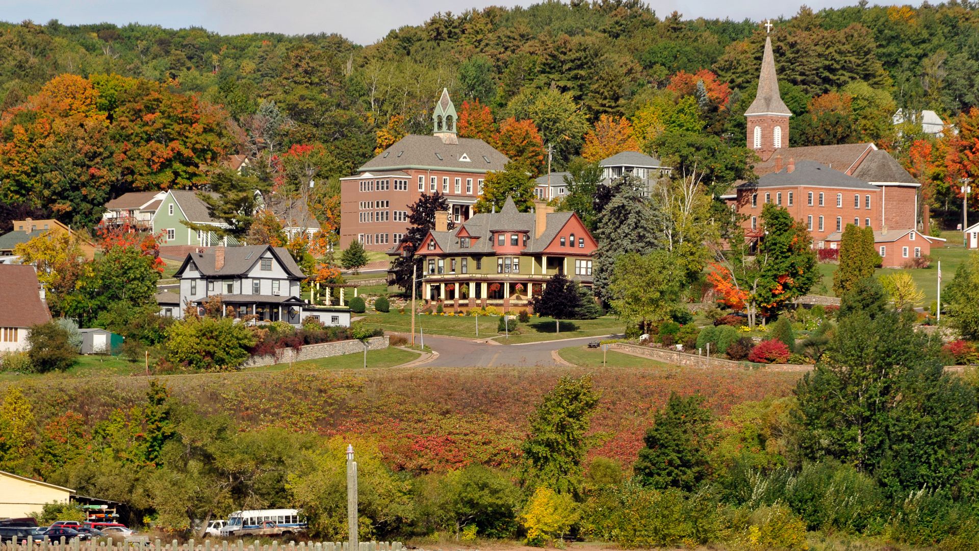 Bayfield, Wisconsin seen from the harbor.