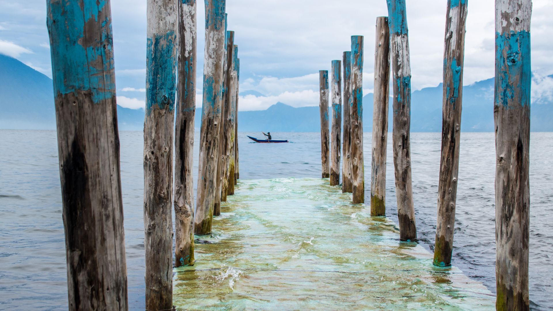 Being of volcanic origin, Lake Atitlán is an endorheic basin. Its water levels fluctuate a lot depending on the rain.  The lake is situated at 1562 meters above sea level and it is surrounded by volcanoes. German explorer and naturalist Alexander von Humb
