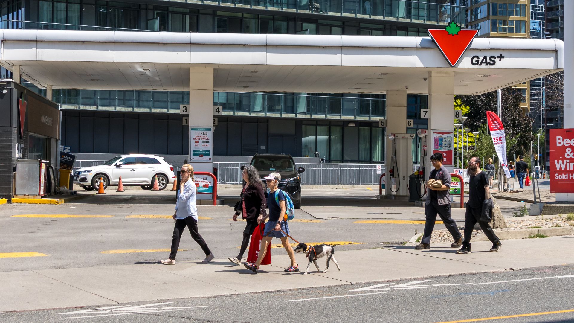 A Canadian Tire Gas station at the north-east corner of Yonge Street and Church Street in Toronto