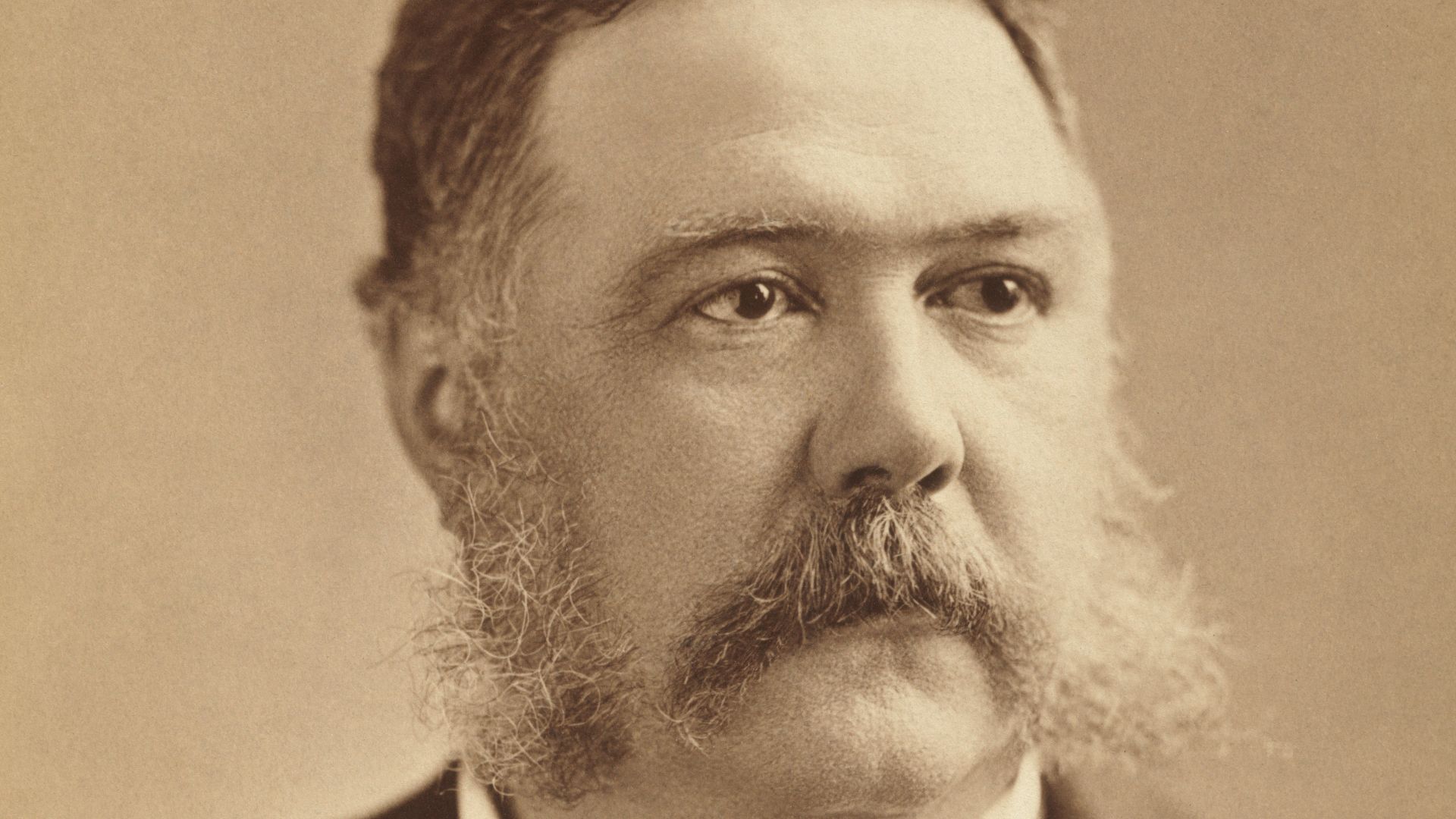 Chester A. Arthur in an albumen silver print of a photograph by Abraham Bogardus. 

Dimensions
Image/Sheet
15.1 × 10.3 cm (5 15/16 × 4 1/16