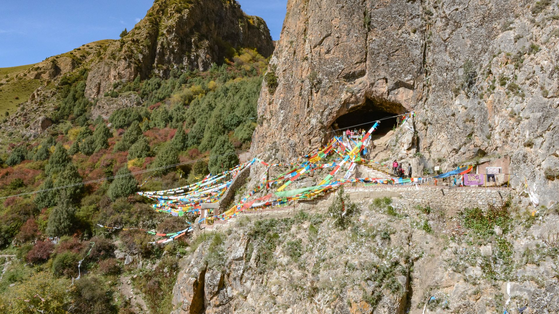 The entrance photograph of Baishiya Karst Cave. The Xiahe mandible was discovered in the cave.