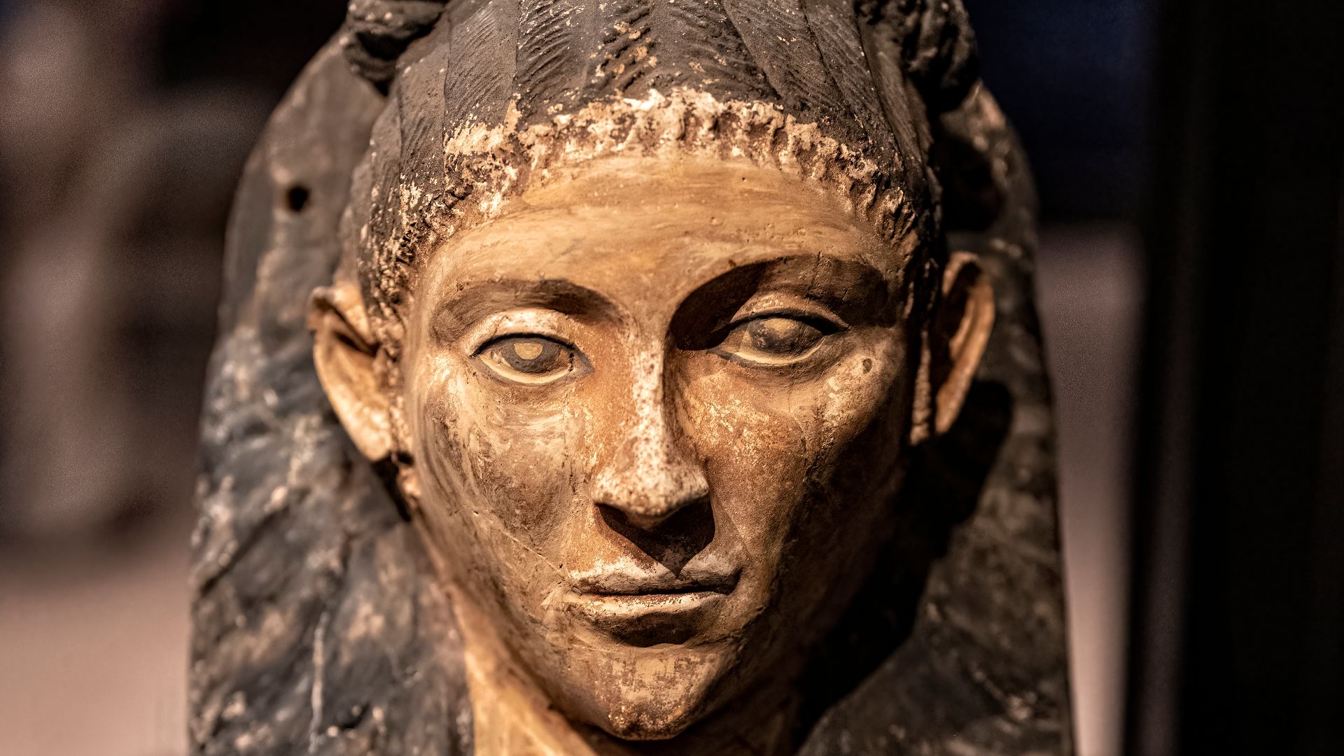 Mummy mask woman weaver wood Manchester Museum Greco-Roman AN 11251