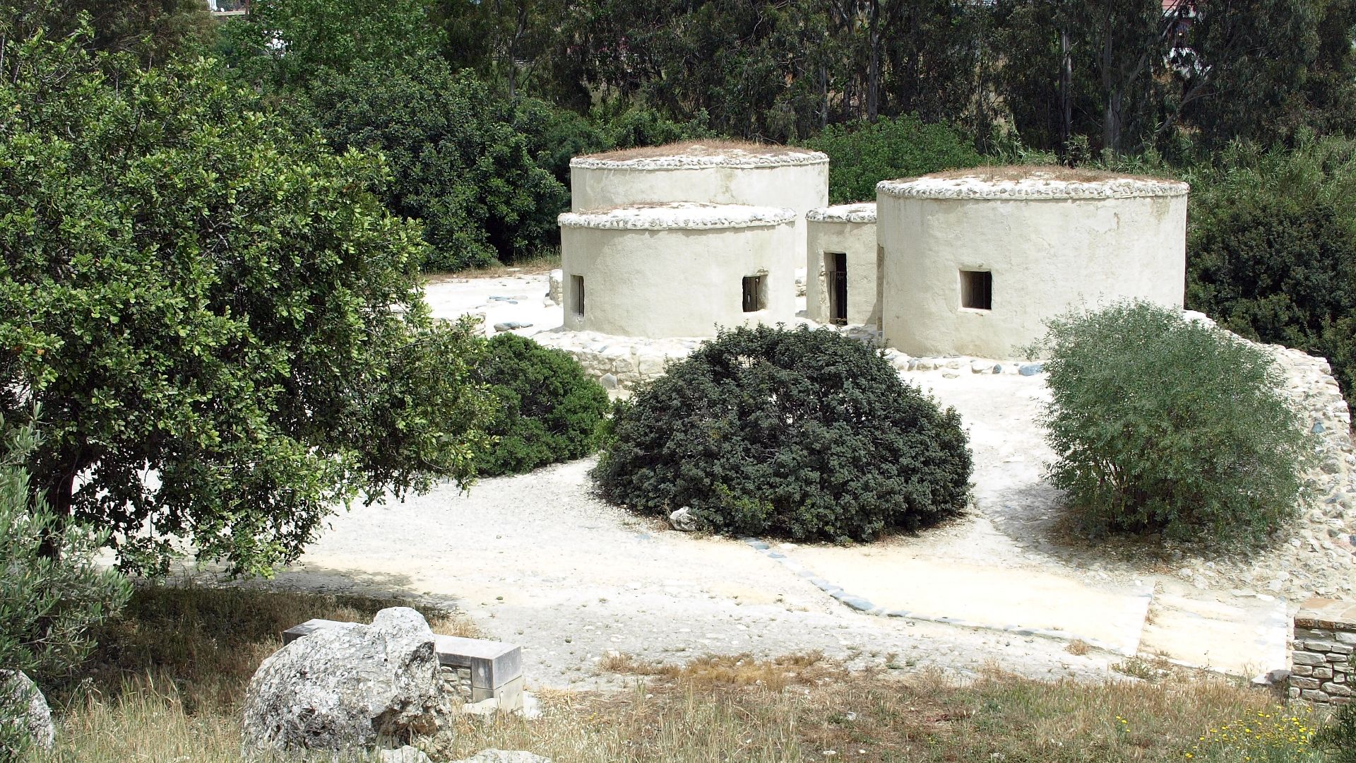 The archaeological site of Choirokoitia in Cyprus with early remains of human habitation during Aceramic Neolithic period (reconstruction)