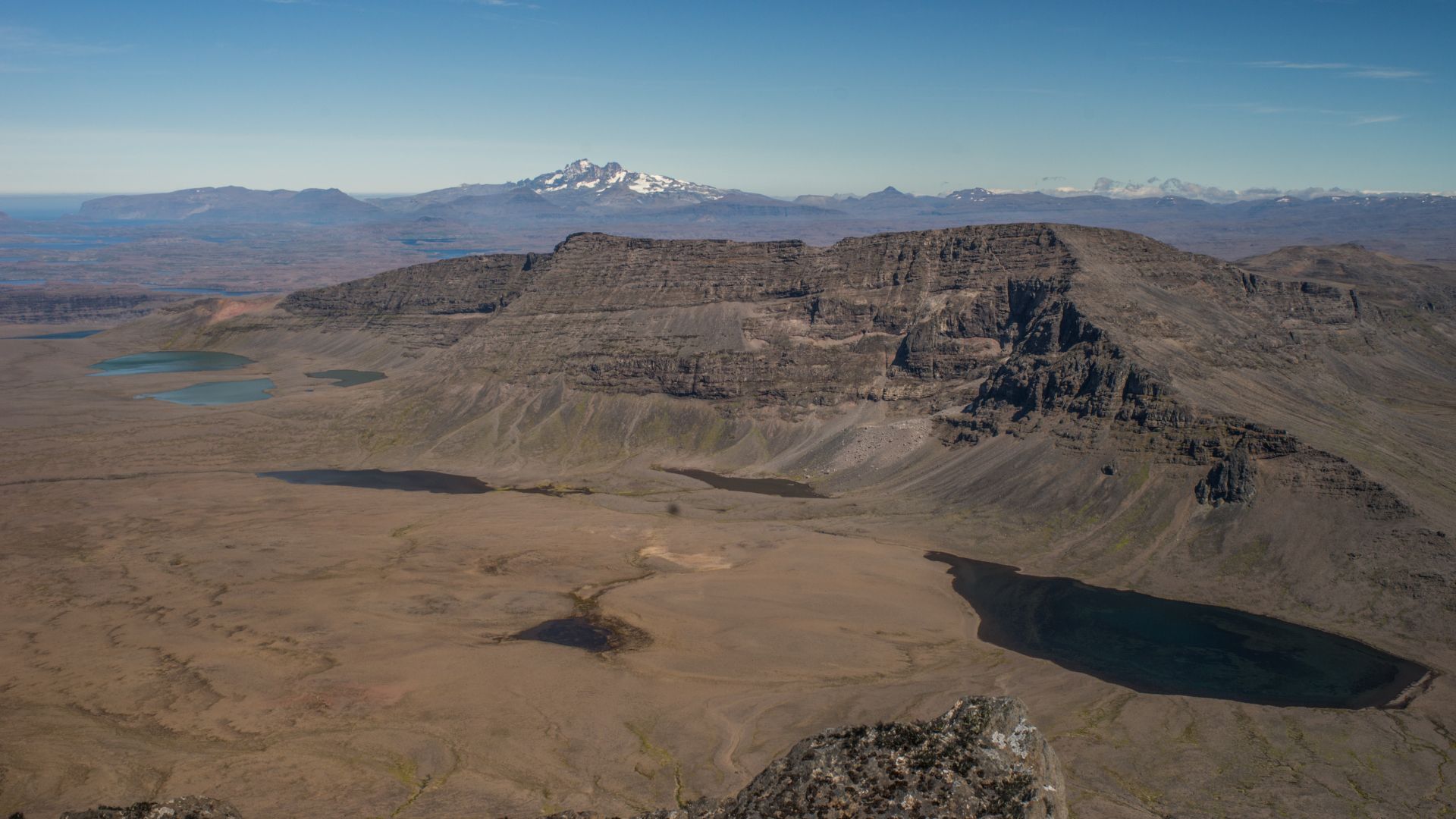 Mount Werth (908 m or 2,979 ft), Grande Terre, Kerguelen Archipelago. View from Crozier Mountain with Mount Ross in the background.