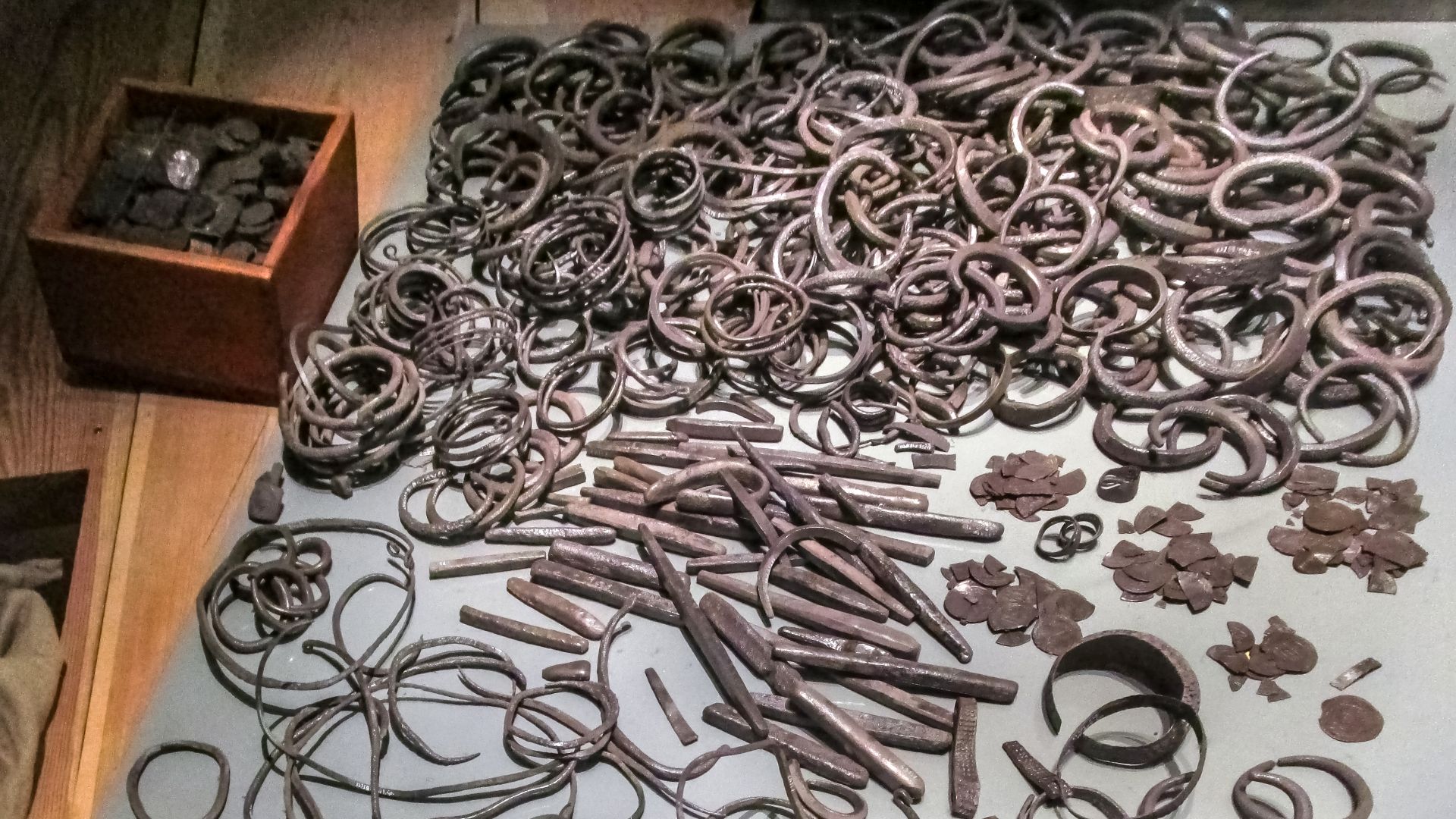 Silver hoard No 1 from the Spillings Hoard at Gotland Museum, Visby, Gotland, Sweden.