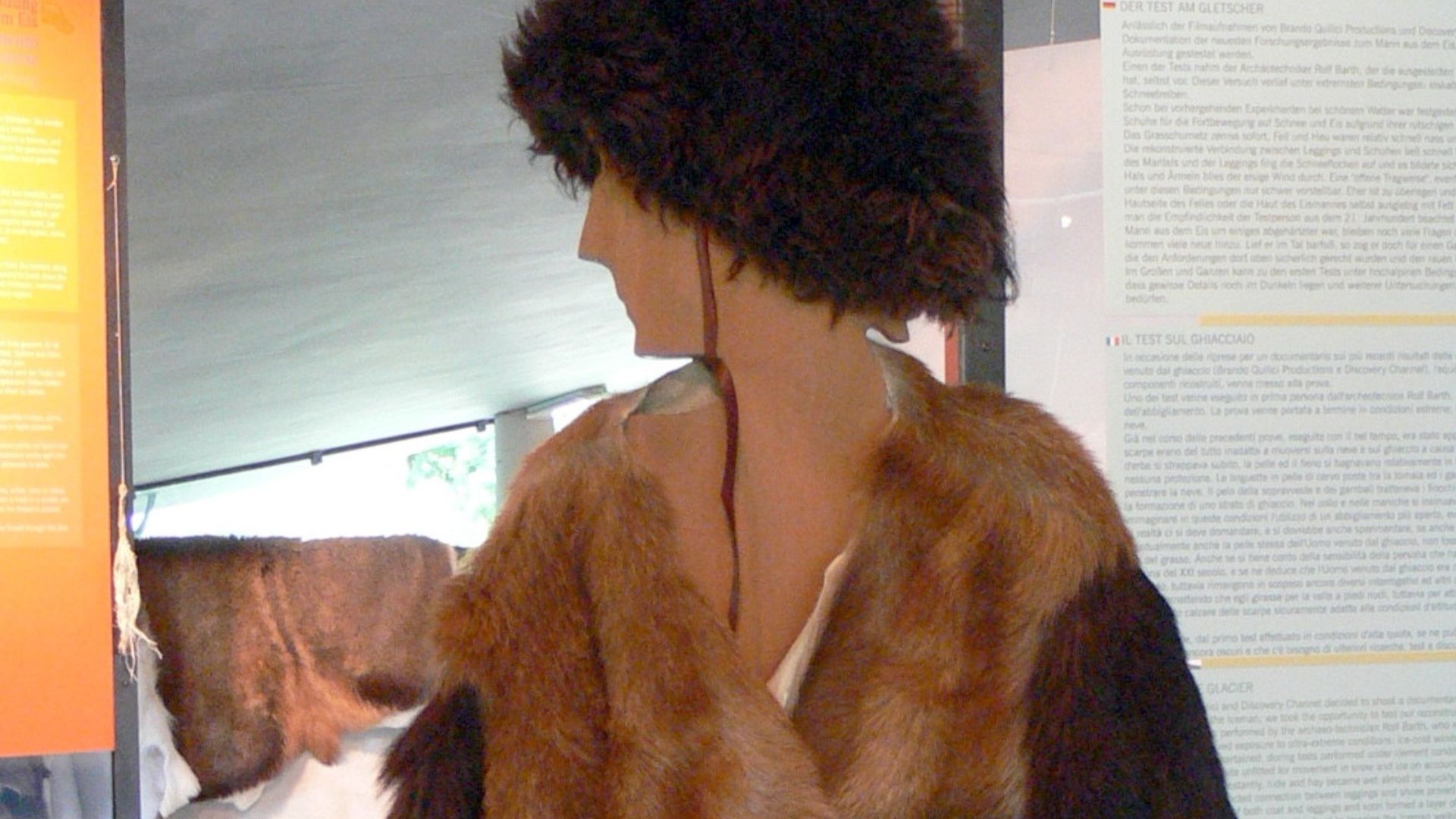 Archeoparc (Schnals valley / South Tyrol). Museum: Reconstruction of the neolithic clothes  worn by Ötzi.