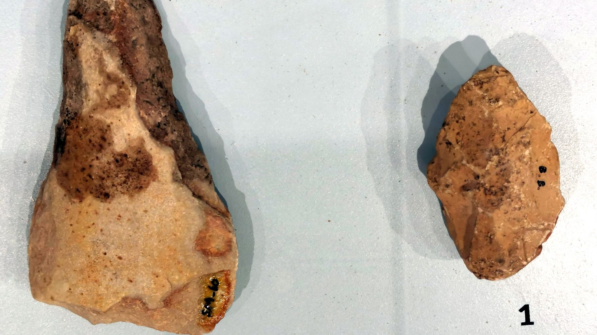 Hand-axes from Barda Balka, Sulaymaniyah, Iraq. Acheulean period, c. 250,000 years ago. Sulaymaniyah Museum, Iraqi Kurdistan.