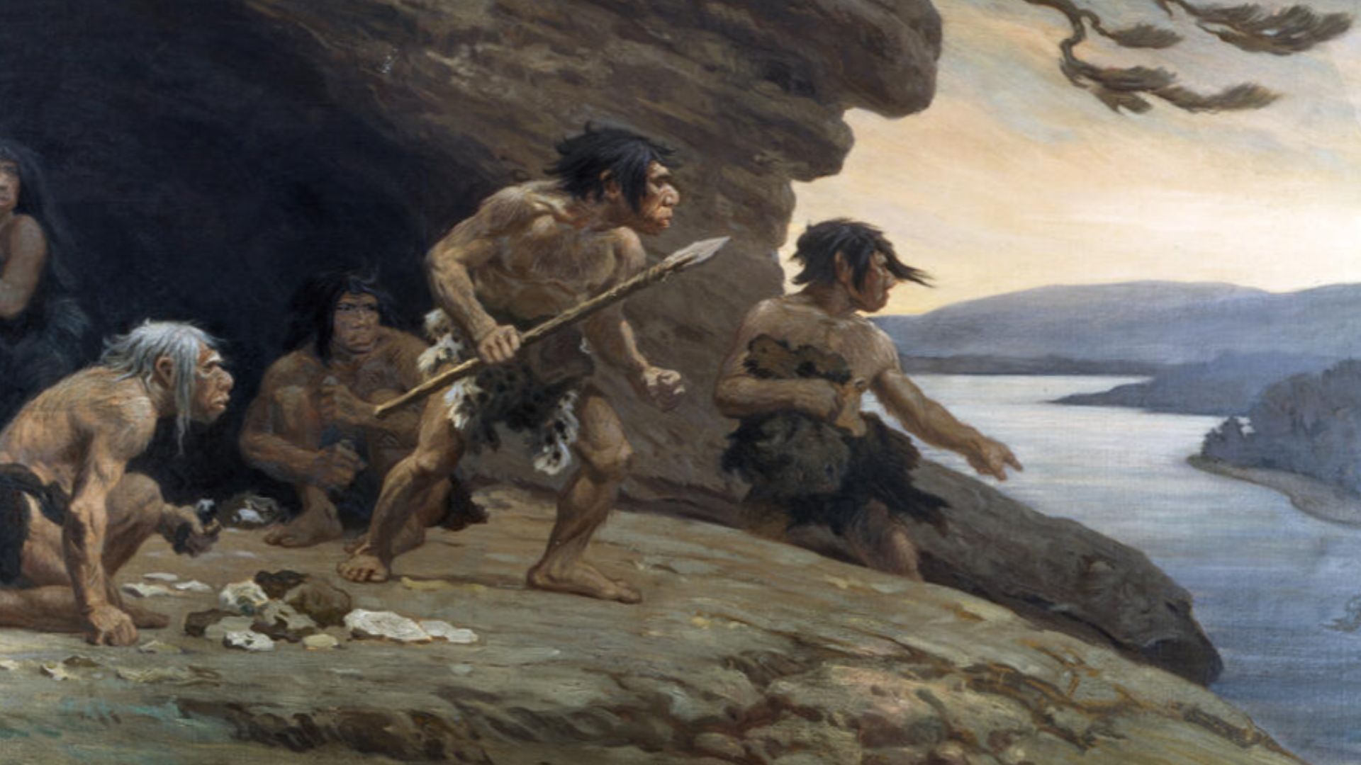 Mural of a Neanderthal family