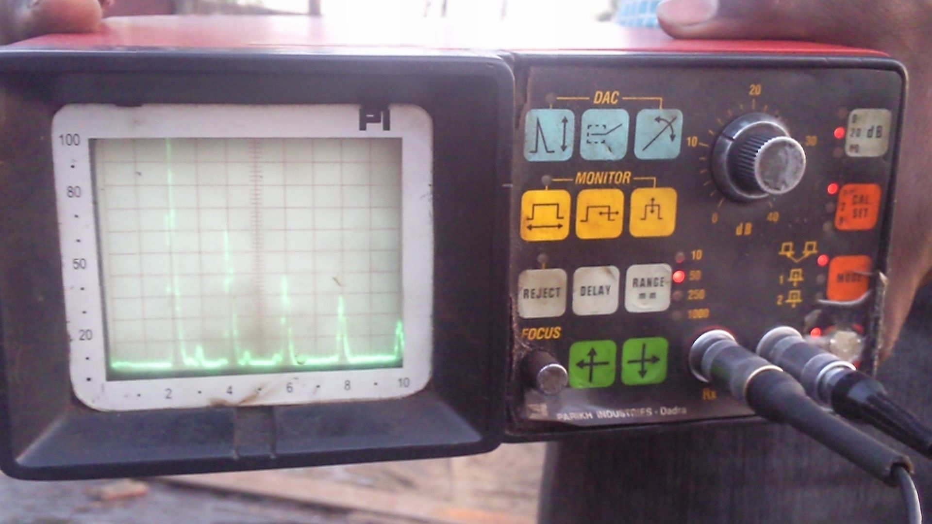 Ultrasonic Testing Machine showing readings, CRT Based Ultrasonic Flaw Detector used for purposes such as Welding Flaws, etc.