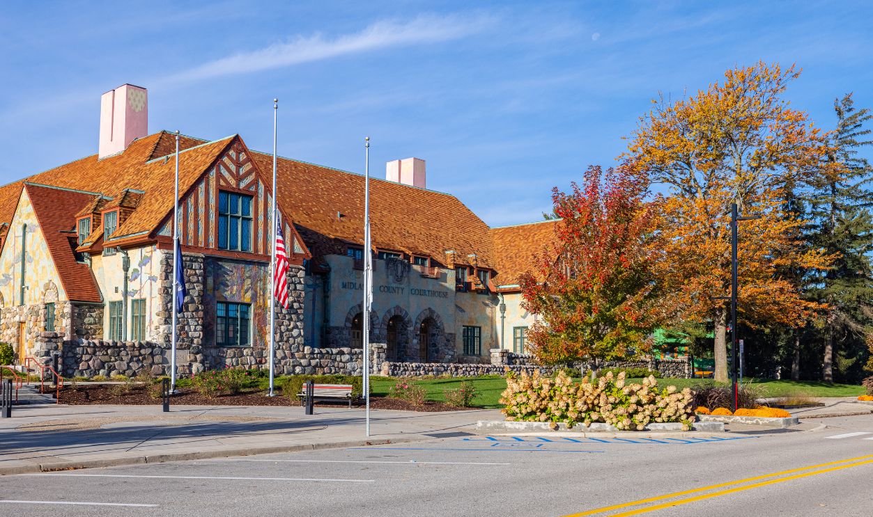 Midland, Michigan, USA - October 24, 2021: The Midland County Courthouse