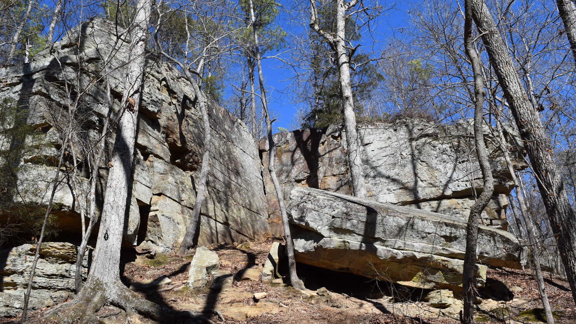 Rock outcroppings along the Outcroppings Trail in Tishomingo State Park, Mississippi