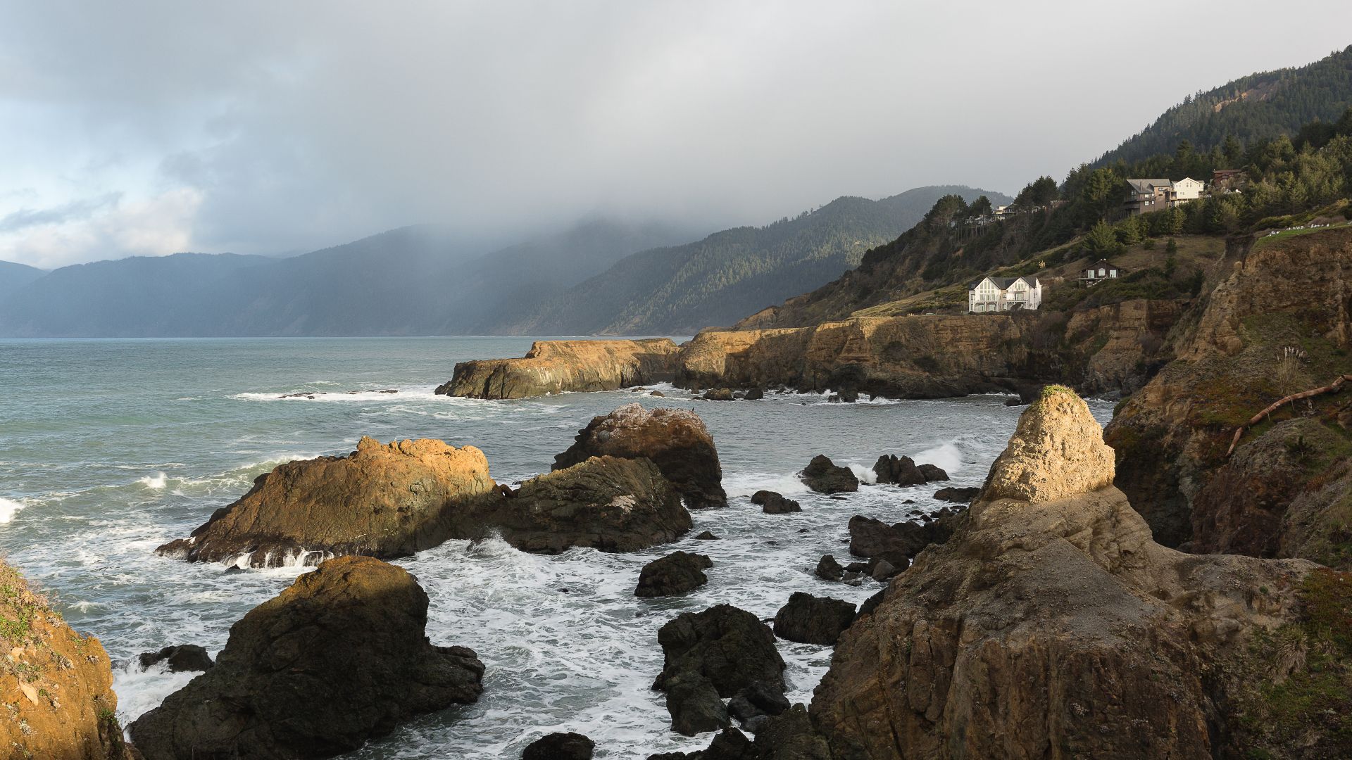 Coastline of the “Lost Coast” – the most undeveloped and remote portion of the California coast – as seen from Shelter Cove, California