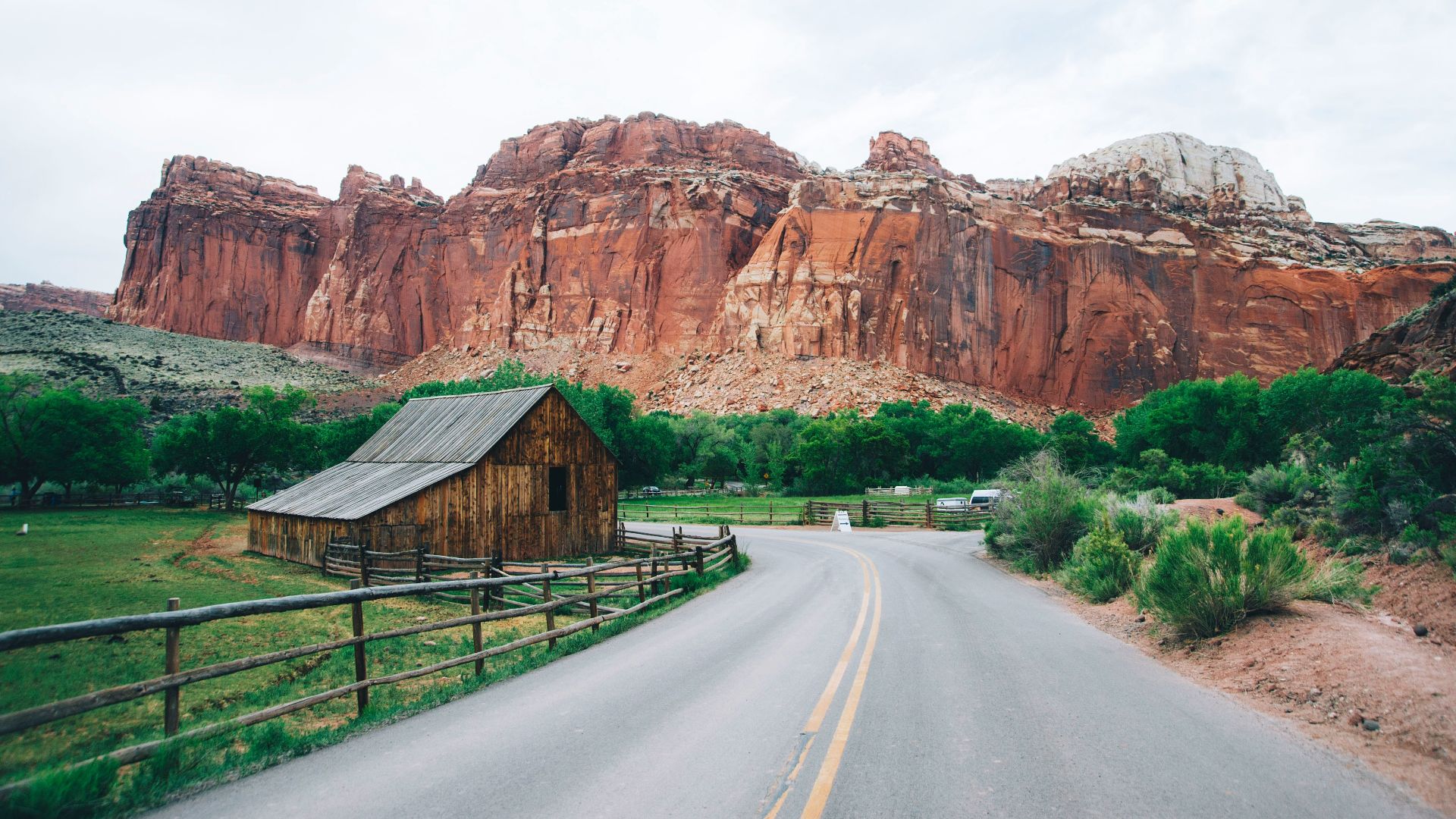 winding road near butte