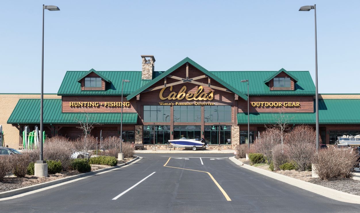 Noblesville - Circa March 2023: Cabela's retail store location. Cabela's sells outdoor recreation equipment.