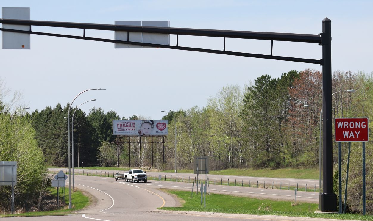 Hinckley, Minn., US - May 13, 2022 : Prolife Across America funded billboards promote false information about fetal development as an emotional appeal to Minnesota drivers. 2I9A9685