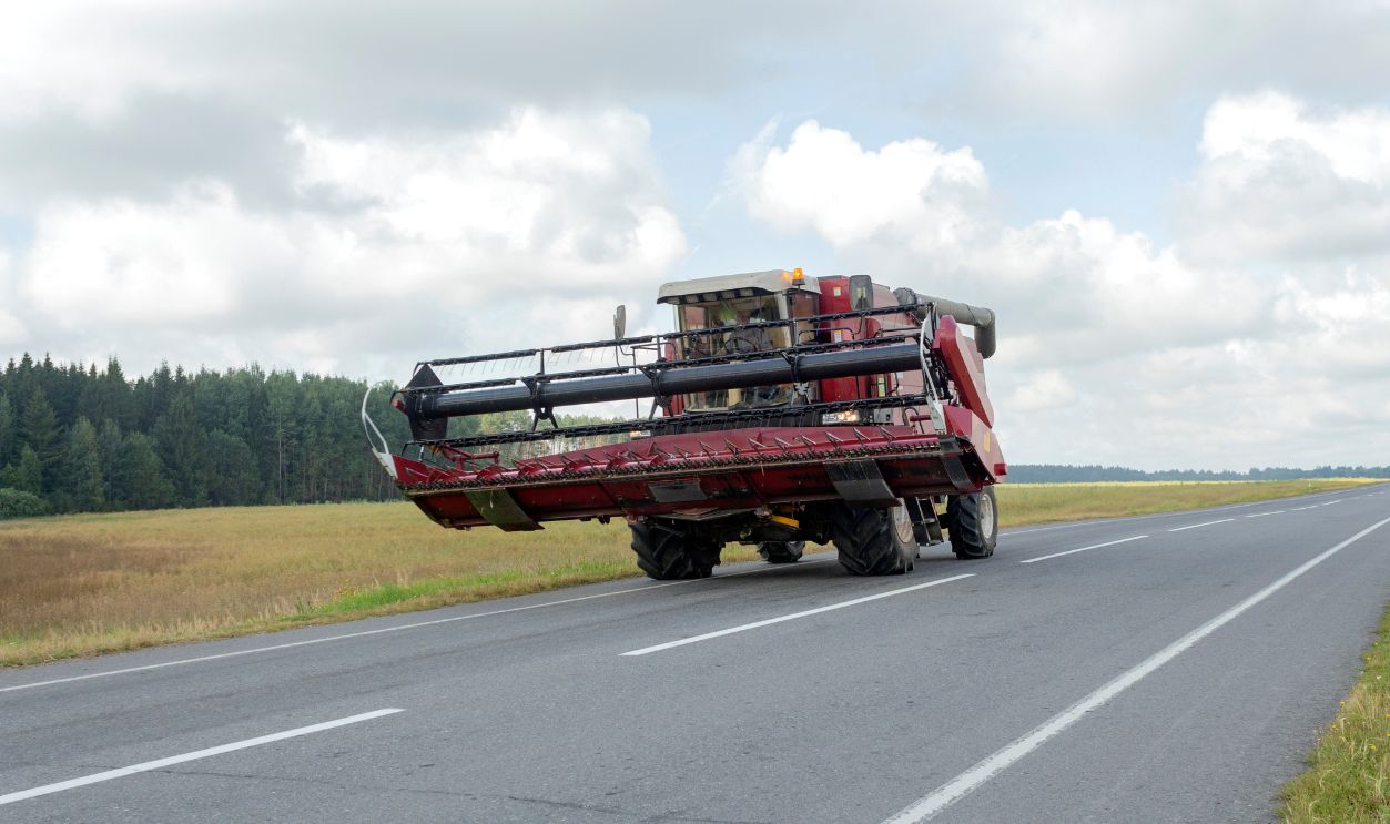 combine on the road