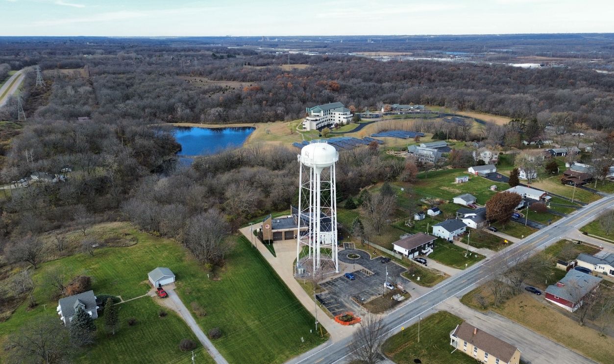 Aerial view of midwest landscape