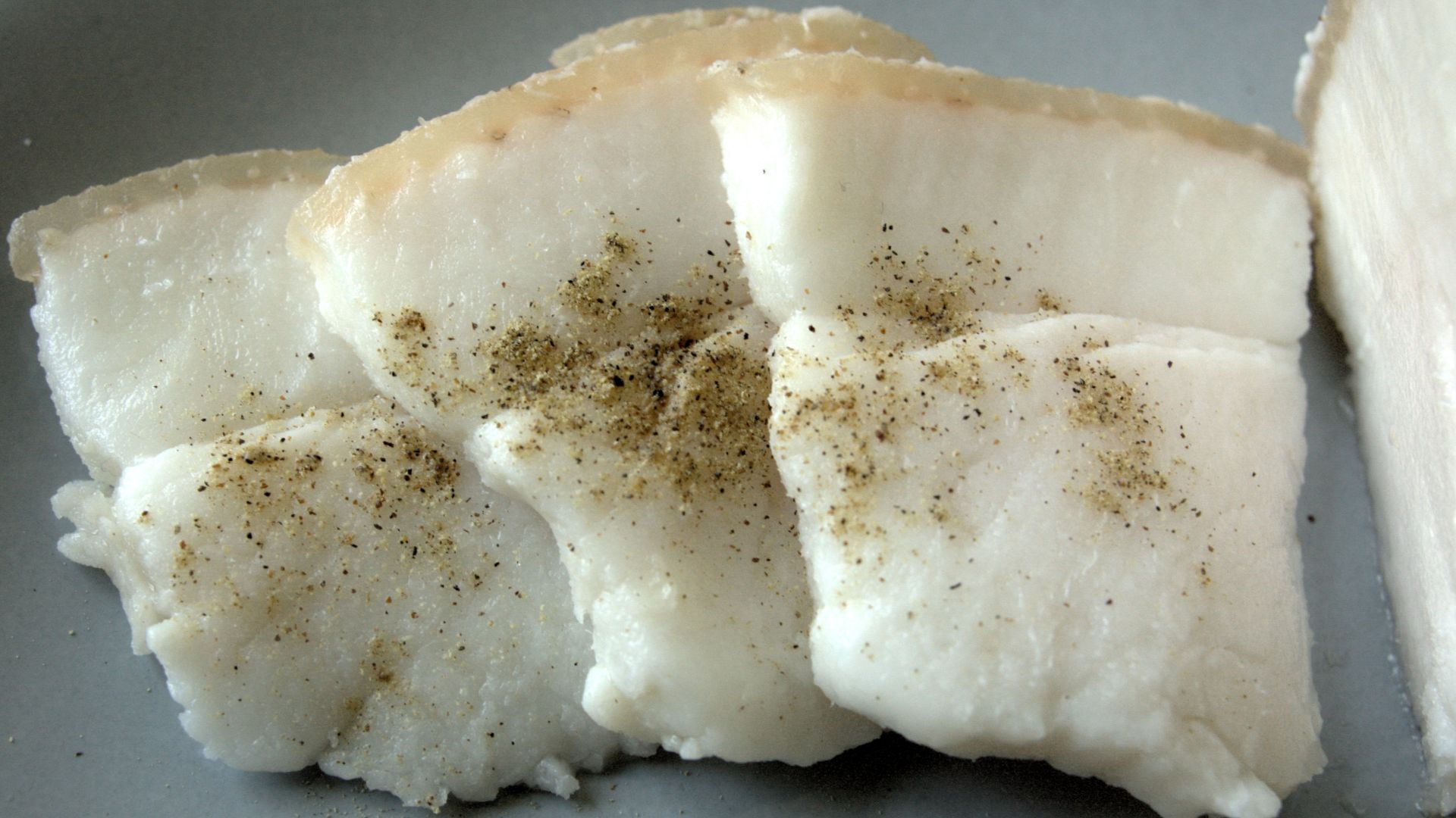 Salo with pepper, closeup