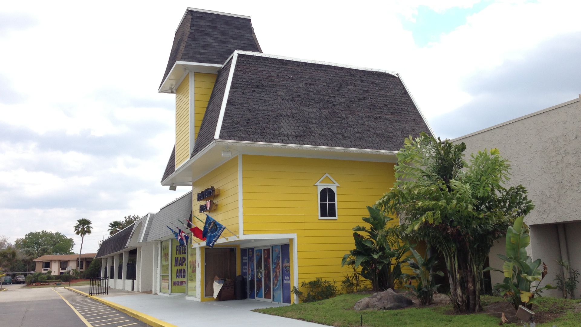 The old Mystery Fun House building, repainted to the original color