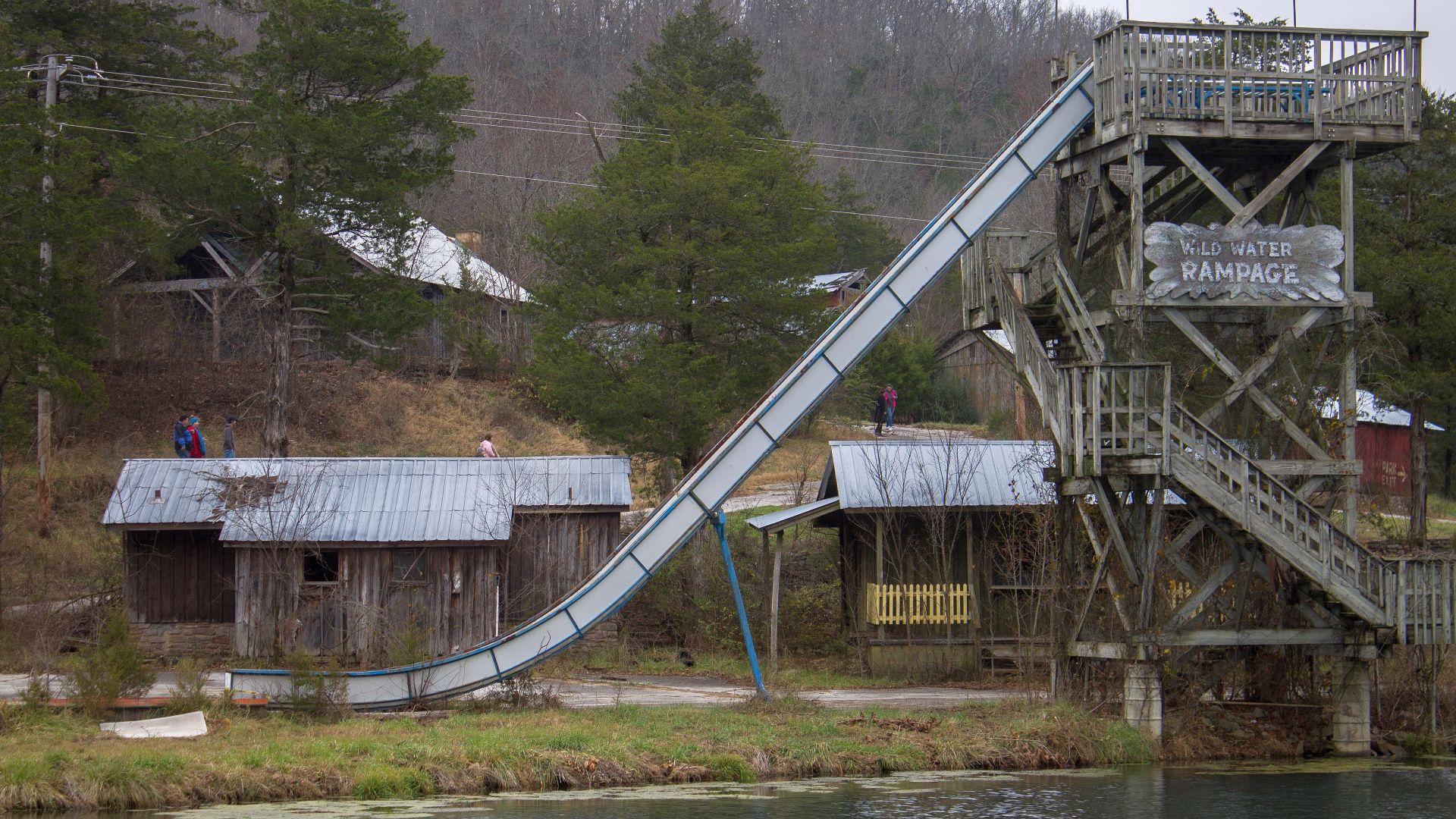 Abandoned water slide at Dogpatch, USA themepark in Arkansas.